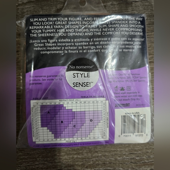 No Nonsence sheer panty hose, all over shaper with sheer legs, nude size C - new - Picture 3 of 3